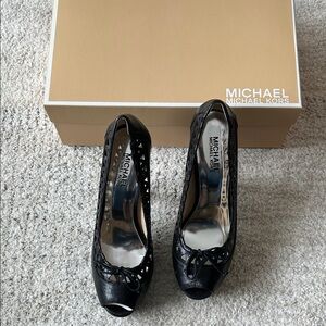 Michael Kors Black Cutout Peep-Toe Heels